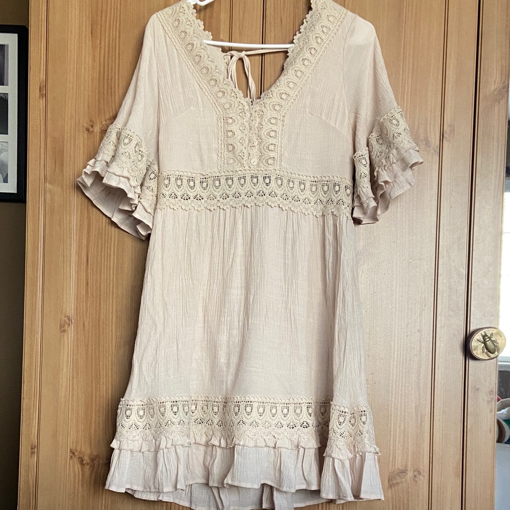 Blu Ivy Renaissance Lace Dress Cream L Like New